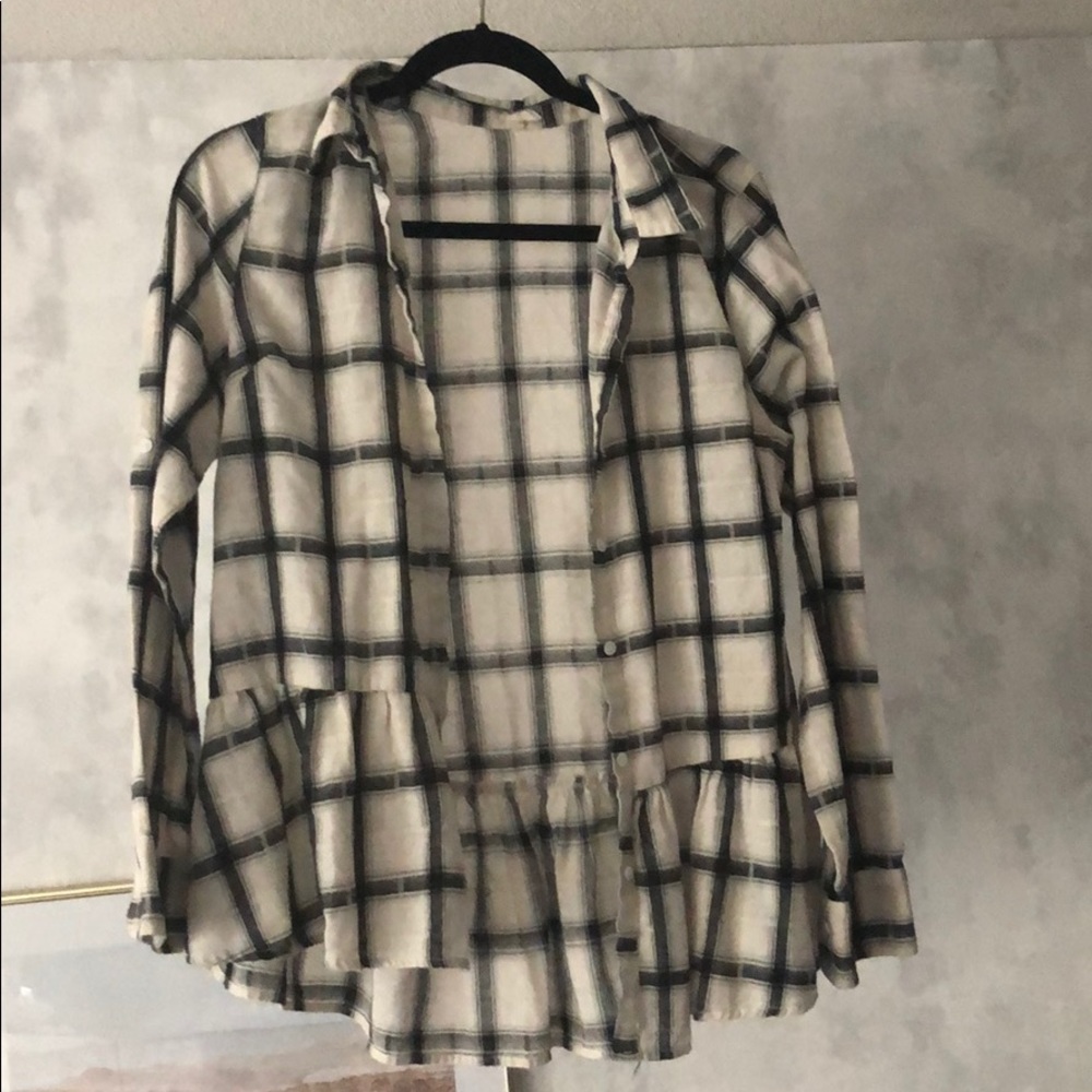 PinkBlush Plaid Flannel with Ruffle Bottom